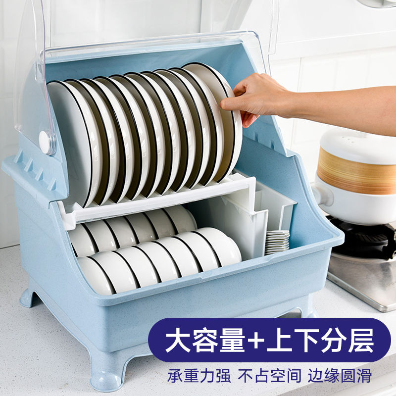 装碗筷放餐具收纳盒碗柜沥水架放碗架带盖厨房置物架碗碟架盘子架收纳层架 三维工匠高清大图