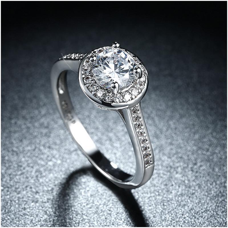 R821-CCouple Love Gold Rings铂金订婚戒指男女钻石情侣简约日韩送女朋友七夕情人节礼物