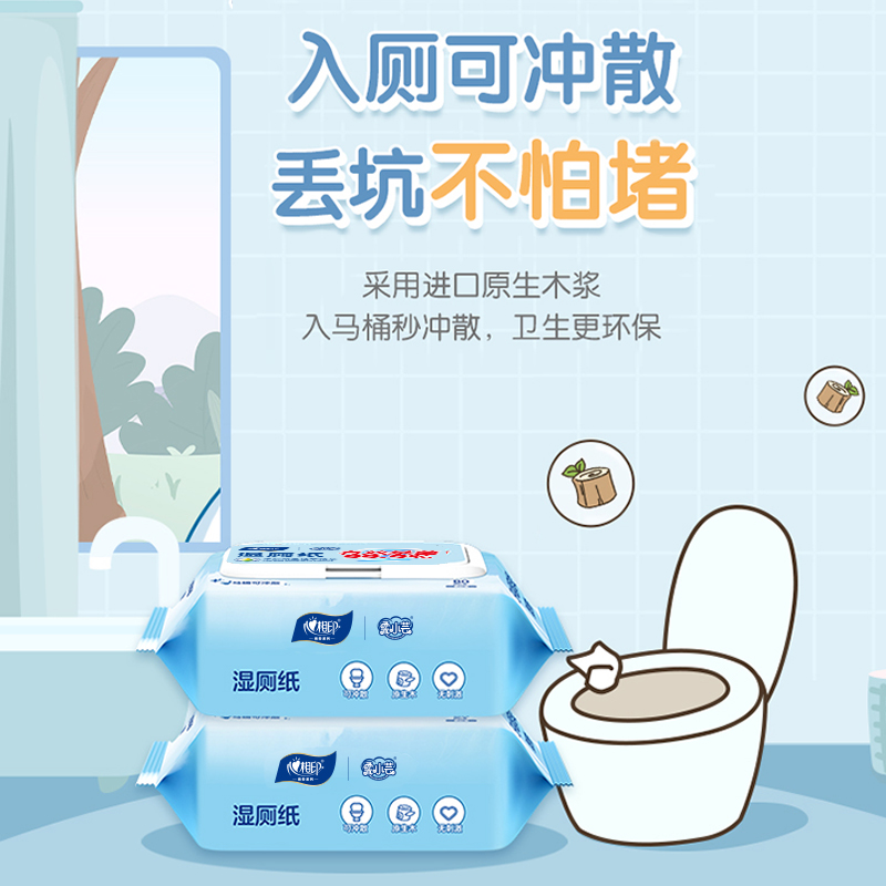 心相印杀菌系列XSA080RLDZ湿厕纸80片*5包高清大图