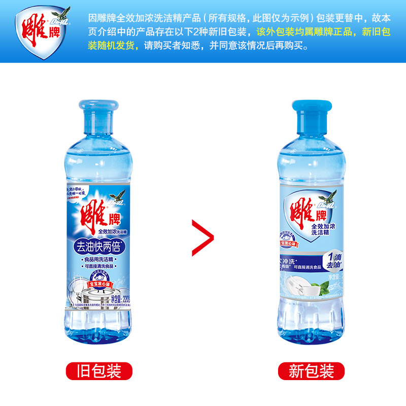 [苏宁超市]雕牌 全效加浓洗洁精220g [纳爱斯]