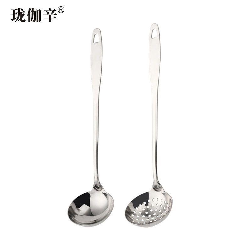 珑伽辛 不锈钢加厚长柄大汤勺漏勺 2把装/套 2把装