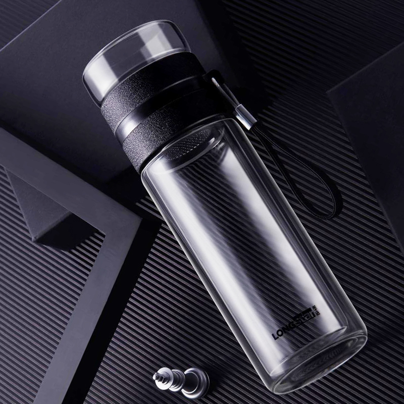 龙士达玻璃杯双层加厚隔热男士便携高档创意茶水分离泡茶杯办公室手提