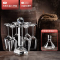 高档水晶红酒杯架挂创意客厅摆件吊高脚杯架倒挂悬挂收纳架子家用_347 原色架+6杯+平底瀑布醒酒器