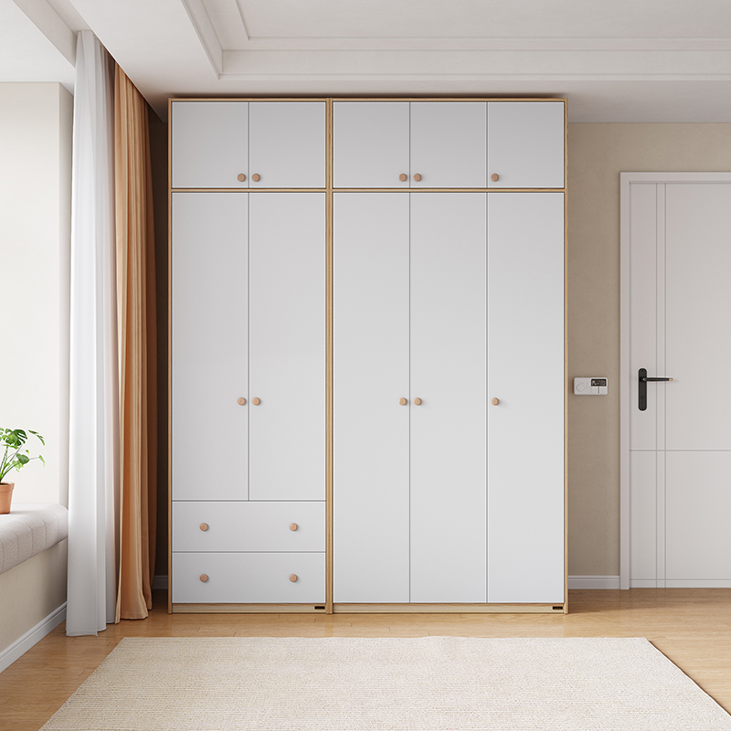 全友家居组装衣柜e0级整体衣橱两门三门led衣杆半定制衣柜dg10002