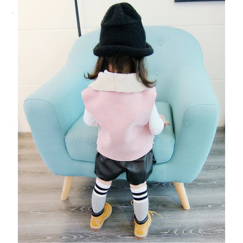 迪鲁奥(DILUAO)女童外套棉衣 女童马甲秋冬款 女童外套冬 宝宝加绒坎肩羊羔毛儿童棉马夹b840-13 粉色图片