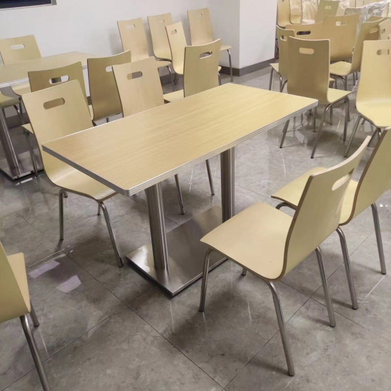 学校食堂餐桌椅组合 员工大学生饭堂桌椅工厂餐厅快餐小店餐桌 餐桌180*70*75CM高清大图