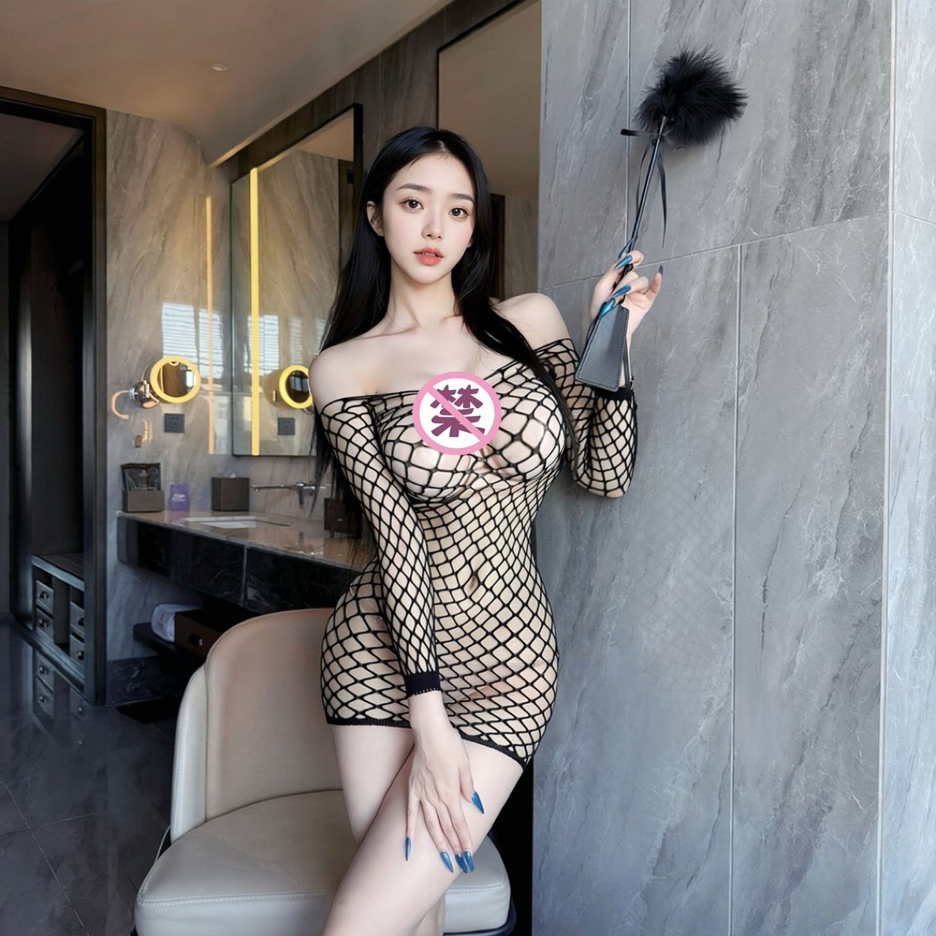夜酥情趣内衣女士激情纯欲性感诱惑开档连体网衣网袜制服黑丝套装 67号 均码【精装】