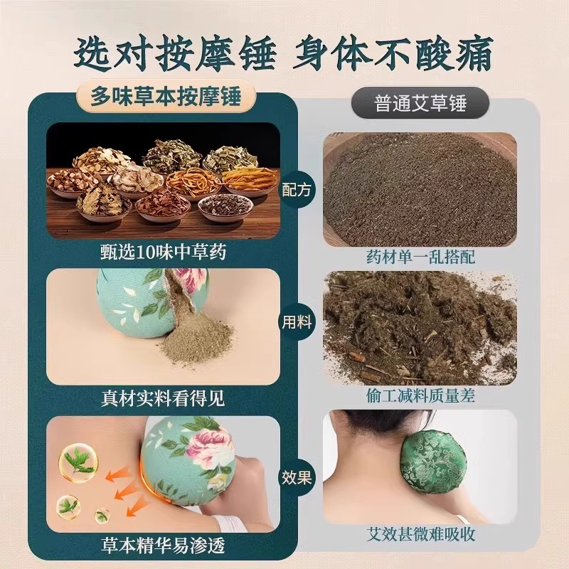 艾草养生锤加长款经络敲打按摩锤肩颈背腿全身穴位家用艾灸锤