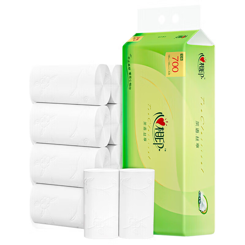 心相印 茶语丝享系列4层无芯卫生纸 70g/卷 10卷/提 3提装 RW710
