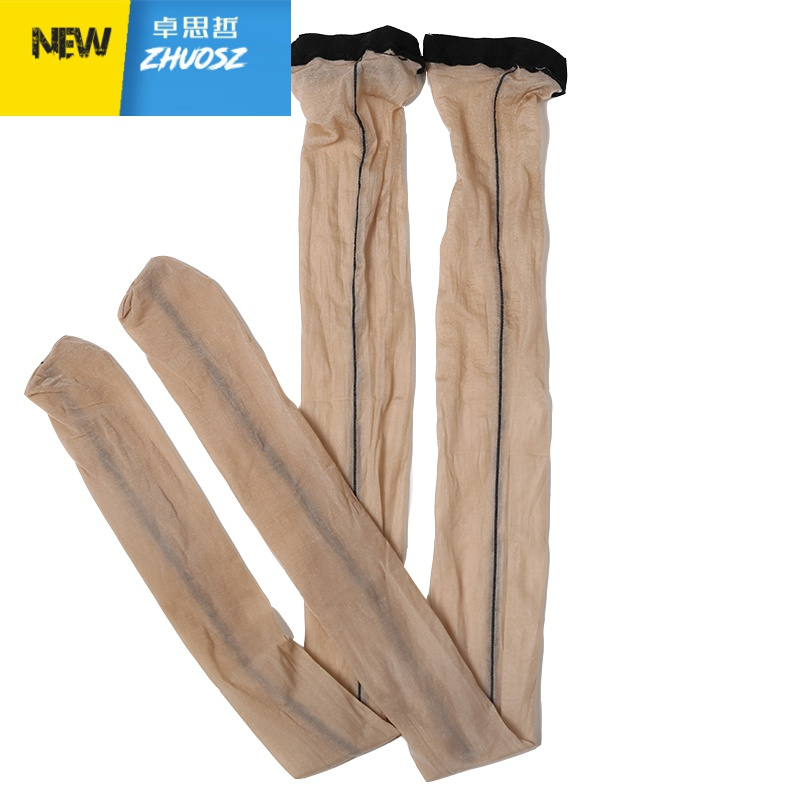 超薄1d油亮闪光竖线长筒丝袜女性感诱惑脚尖透大腿袜卓思哲