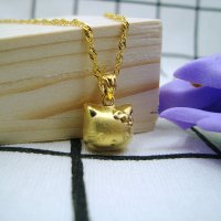 仿真金项链猫咪hello kitty猫正品纯银不色锁骨女项链生日礼物送女朋友老婆生送女朋友七夕情人节礼物