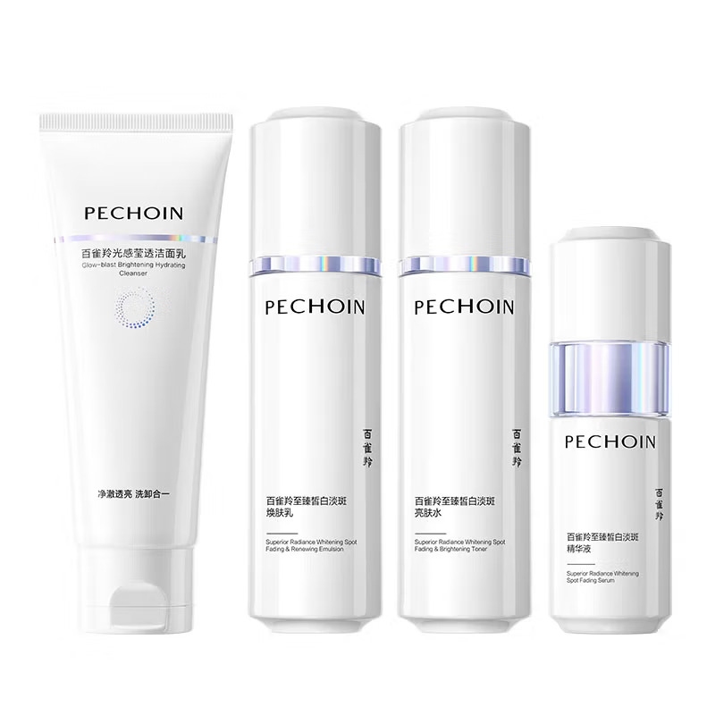 (PECHOIN)百雀羚套装护肤套装 至臻皙白淡斑礼盒四件套 洁面+水+乳+精华液 保湿补水淡斑高清大图