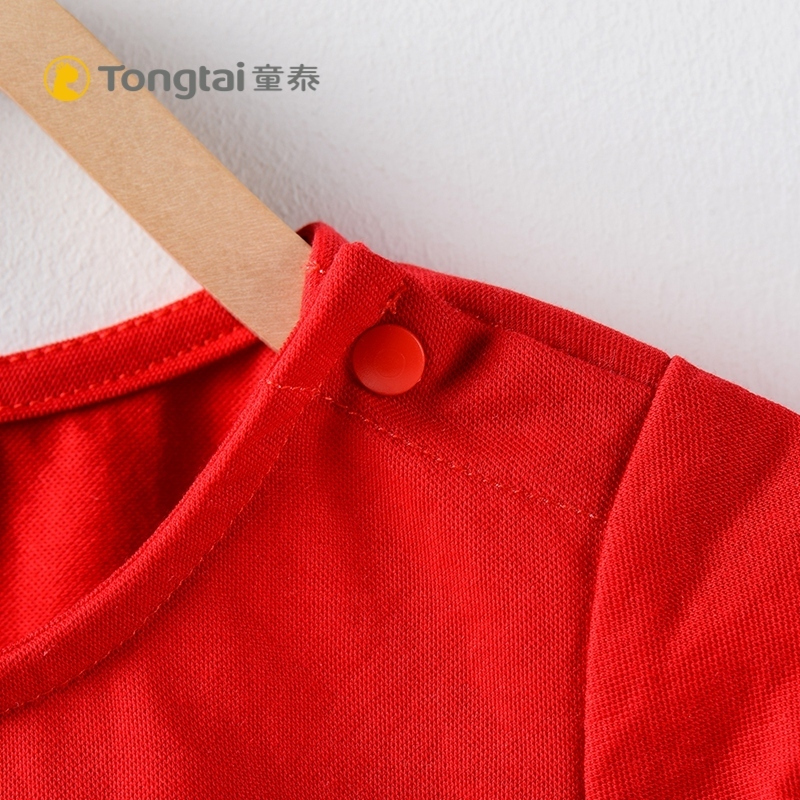 童泰TONGTAI婴童裙子夏季18-24月婴儿肩开连衣裙1-4女宝宝套头短袖连衣裙110cm