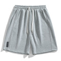 男士短裤潮牌运动休闲裤子夏季仿棉菠萝布纯色宽松五分裤 XXXL 浅麻灰