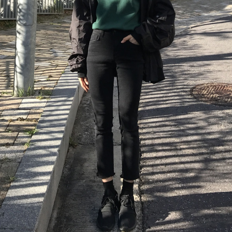 八分九分直筒牛仔裤大码胖mm200斤女装宽松显瘦韩版高腰阔腿学生