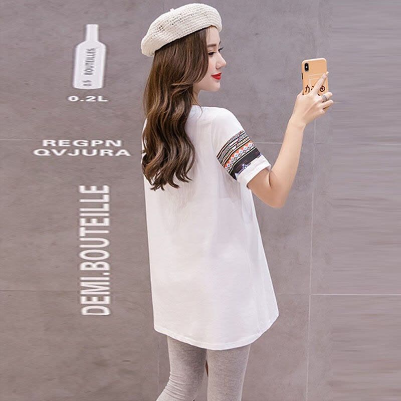 迪鲁奥(DILUAO)孕妇装 2021春夏新款纯棉休闲孕妇套装印花T恤七分托腹裤两件套时尚外出孕妇大码套装图片