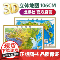 【精雕版】世界地图和中国地图 约1.1x0.8米 3d立体凹凸地形图 高清精雕比例还原 PVC环保材质 办公家用学生专用