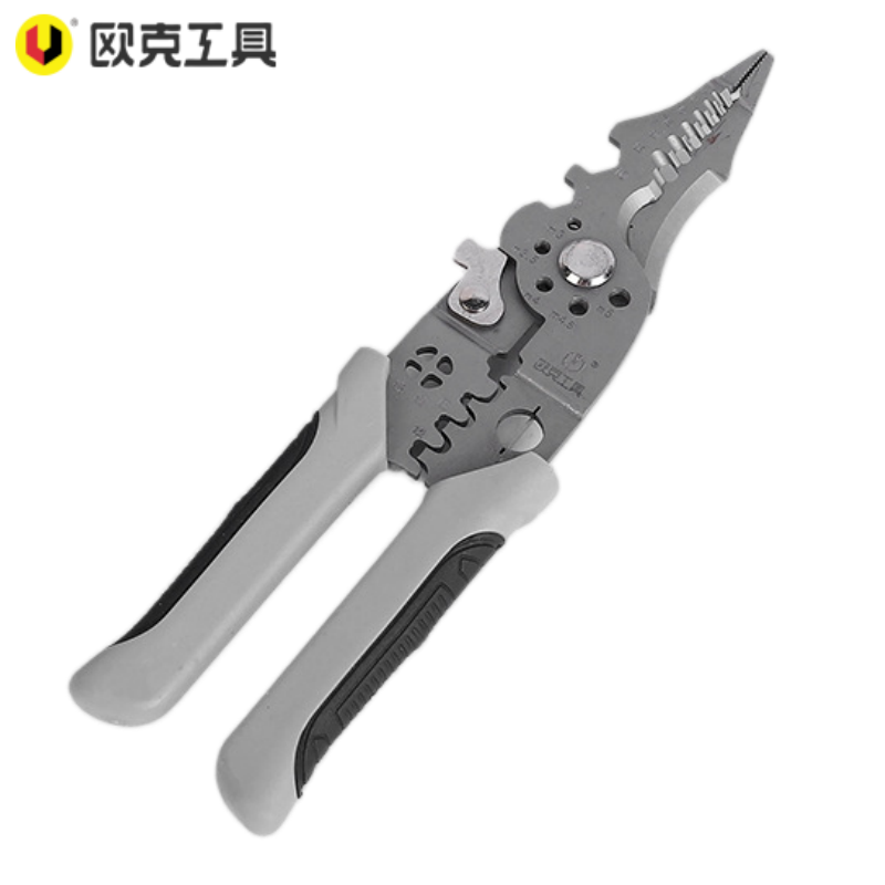 欧克 多功能剥线钳电缆压线钳剥皮剪刀 尖嘴多用9寸OK-9201/把高清大图