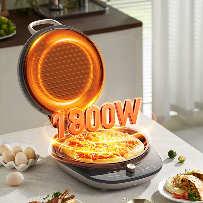 美的(Midea)电饼铛双面加热多功能加深款煎烤机早餐机烙饼机可悬浮180度平铺双面加热 MC-JKC34S01高清大图