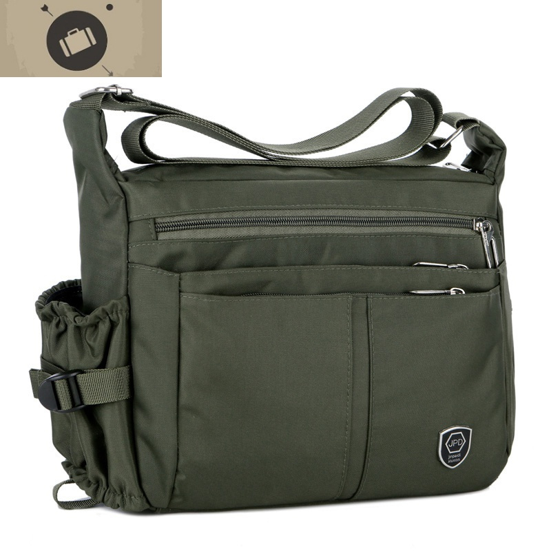 尼龙男包单肩包休闲斜挎包男士包包帆布牛津布横款大容量学生背包艾狄