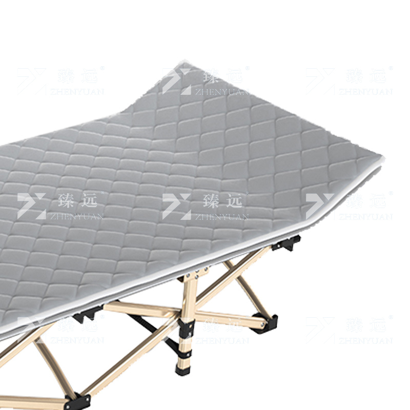臻远ZY4073141简易折叠床办公室单人午休床便携行军床 灰色方管含亲肤棉垫
