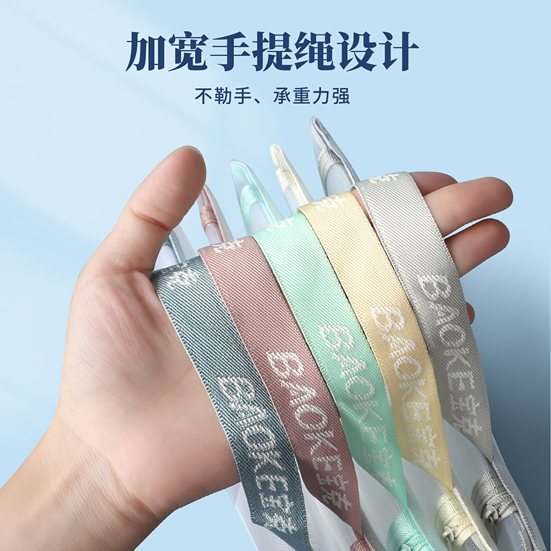 宝克(BAOKE)DS1291 学生科目袋 作业试卷分类袋 透明网纱双层拉链资料袋 文具用品收纳袋 混色 10个/袋高清大图