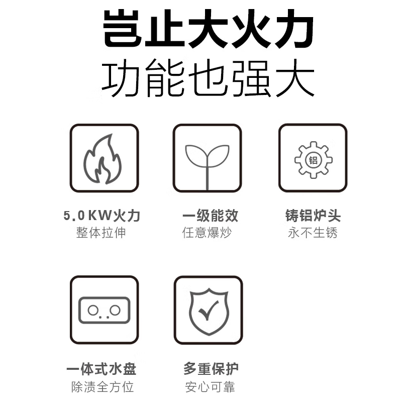 AIER爱尔燃气灶JZT-1223天然气5.0kW大火力台嵌两用九头烈焰猛火可拆洗保洁炉头聚能环炉架+铜火盖