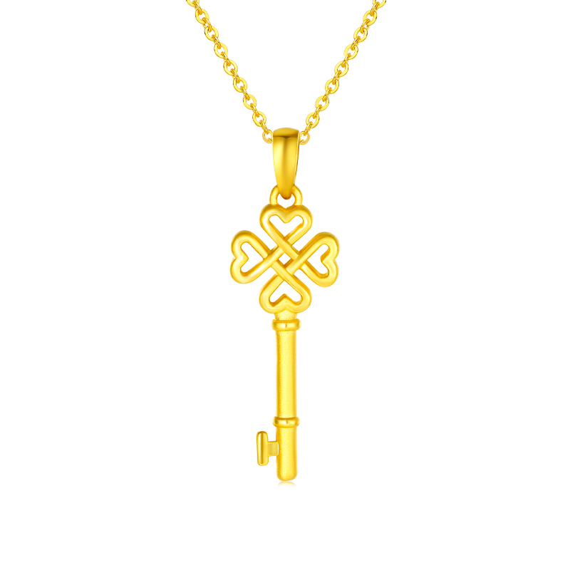 gzuan古钻珠宝 心扉 黄金足金3d硬金钥匙女士吊坠 zhjd0009