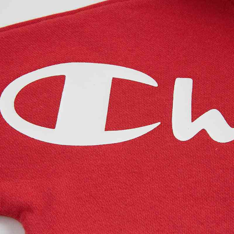 Champion/冠军男女童接拼混纺加绒连帽套头衫经典logo图案高端儿童卫衣/帽衫