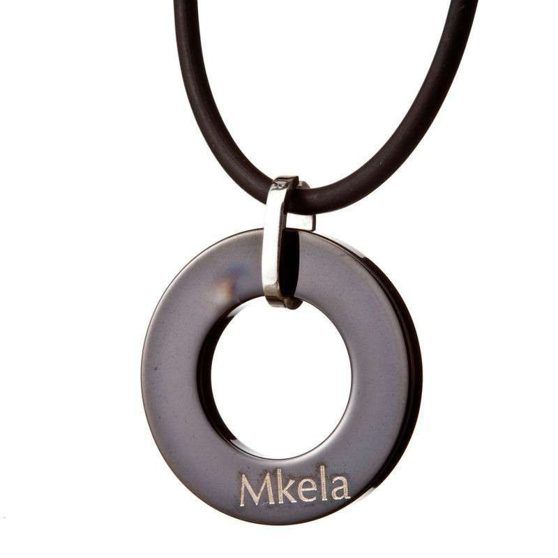 梦克拉 Mkela 钨金钨钢吊坠 配黑色皮绳 黑色圈动 圆形