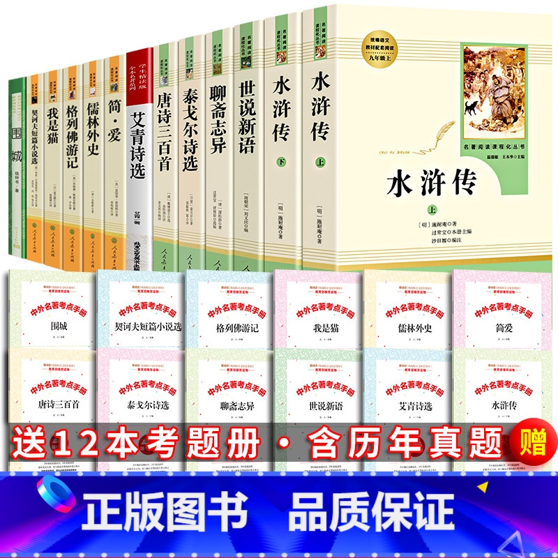 【全13册】九年级上下学期阅读全套 【正版】人教版 艾青诗选水浒传书原著完整版温儒敏王本华人民教育出版社初中生初三课