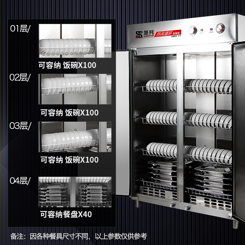 圣托 热风循环高温消毒柜 立式商用酒店饭店厨房用双开门不锈钢消毒碗柜 RTP780 不含安装