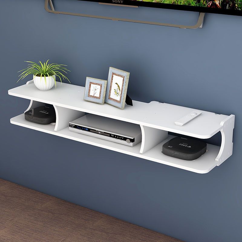 免打孔墙上电视机顶盒置物架客厅电视墙装饰卧室壁挂路由器收纳盒小号