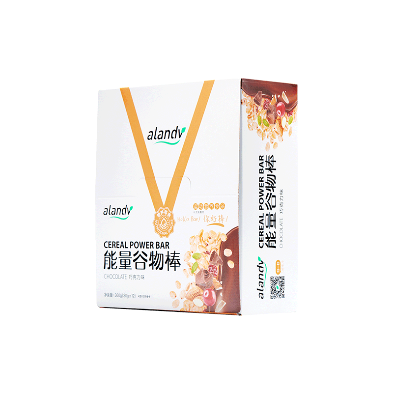 alandv艾兰得威谷物能量棒巧克力味健身餐 便携饱腹代餐30g单支