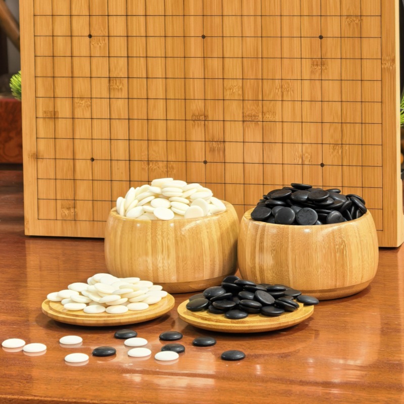 围棋棋盘套装棋子学生儿童初学大人五子棋益智 楠竹罐+361颗棋子+楠竹棋盘高清大图