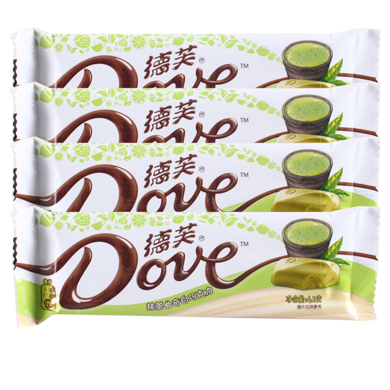 德芙抹茶曲奇白巧克力42gx4块糖果巧克力休闲零食小吃包邮