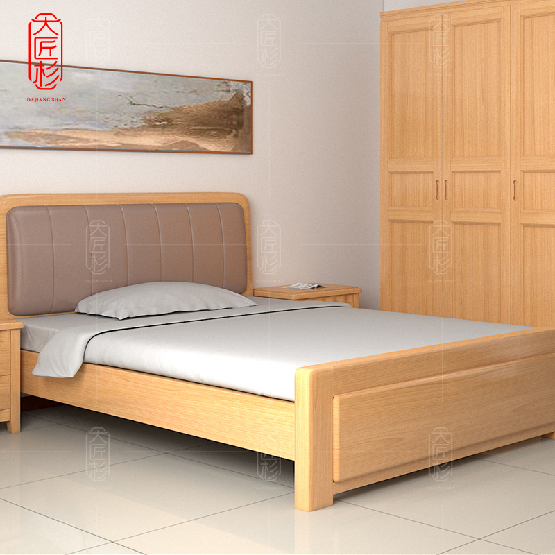 大匠杉 实木床软包床1.5m DC053150高清大图
