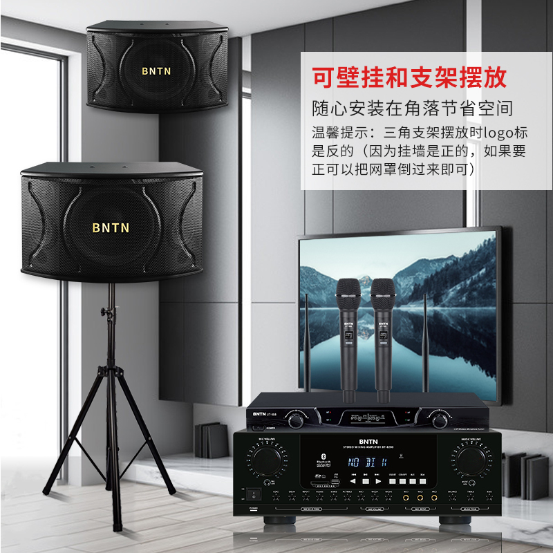 奔腾(BNTN)套装家庭影院KTV音响全套黑色点歌机一体机卡拉OK专业会议音响U段话筒3T语音点歌8200功放配12音箱高清大图