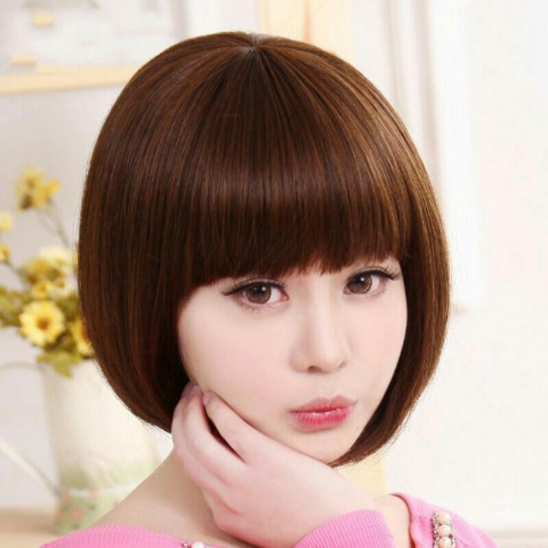 真发刘海假发型假头发儿童假发女短发美发娃娃cos假发女cosplay 自然黑(送三件套)