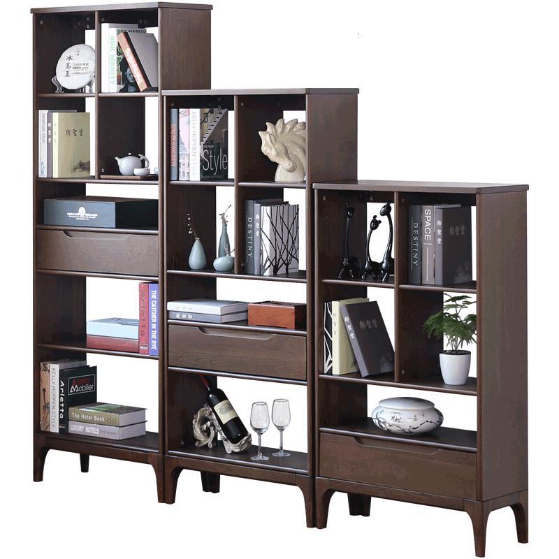 全实木组合落地书柜日式简约双面隔断柜屏风书橱书房家具胡桃色(高款)