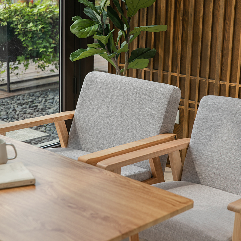 奶茶甜品店咖啡桌椅组合ciaa休闲洽谈布艺办公阳台木双人卡座沙发椅