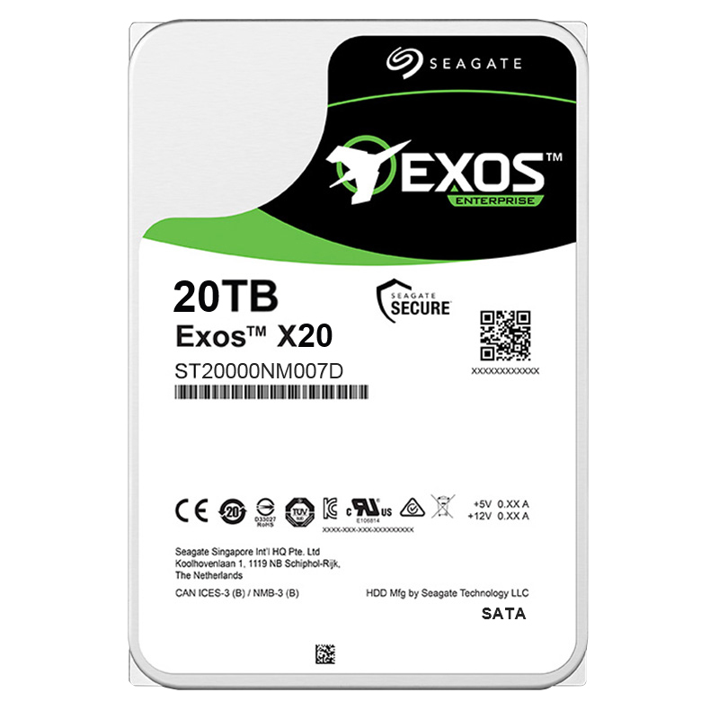 希捷(Seagate) 银河企业级硬盘 20TB 7200转 SATA接口 CMR垂直技术 监控录像机台式机NAS服务器硬盘 机械硬盘 ST20000NM007D