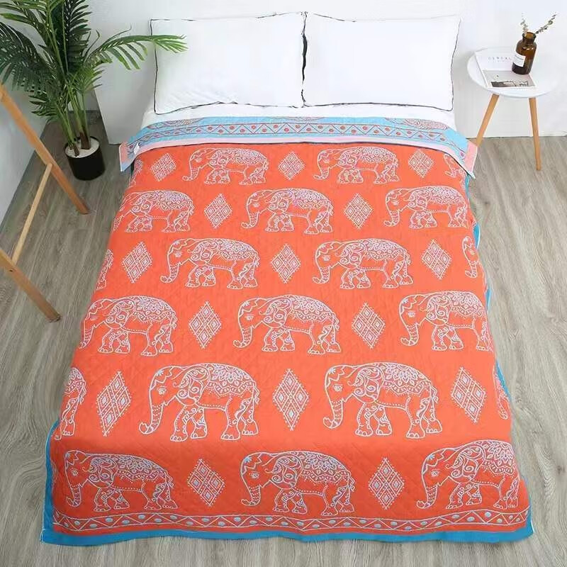 中盈惠彩双层纱布宽边单人毛巾被MJB 150*200cm颜色随机发货或备注 1条高清大图