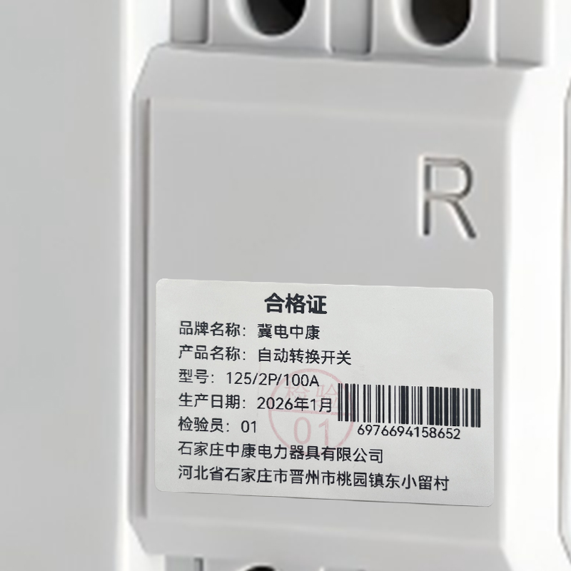 冀电中康 自动转换开关 125/2P/100A 个高清大图