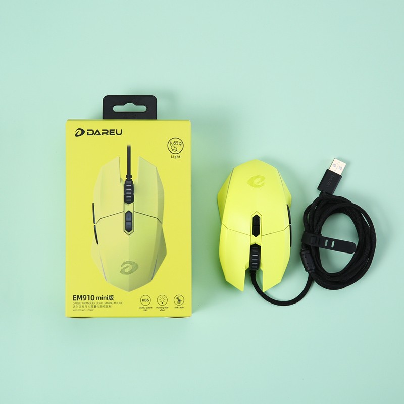 达尔优EM910 牧马人鼠标KBS轻量化电竞游戏有线鼠RGB灯光CF吃鸡LOL支持宏EM910轻量化[荧光绿 迷你版]高清大图