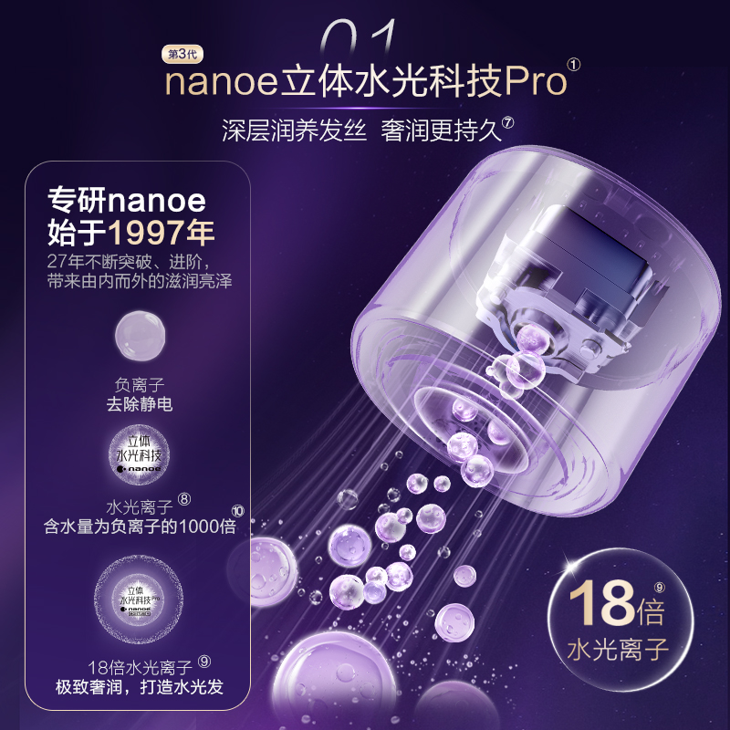 松下护发高速吹风机水光离子电吹风花芯速干风筒EH-NX80高清大图