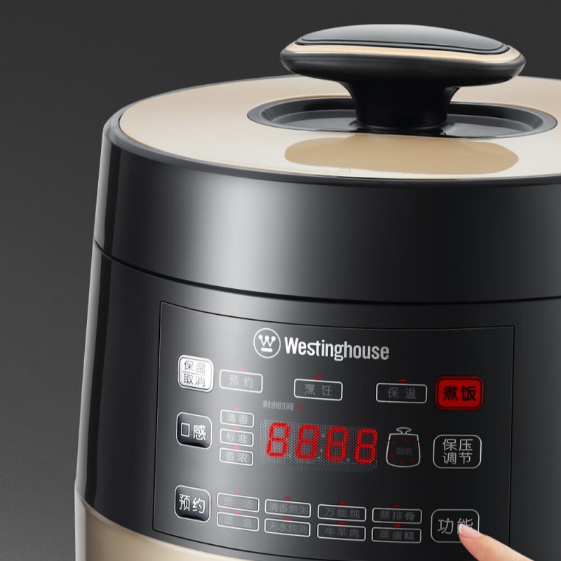西屋(WESTINGHOUSE)900W黑晶大尺寸加热盘5L大容量6层加厚不粘内胆多功能电压力锅 WYL-0501高清大图