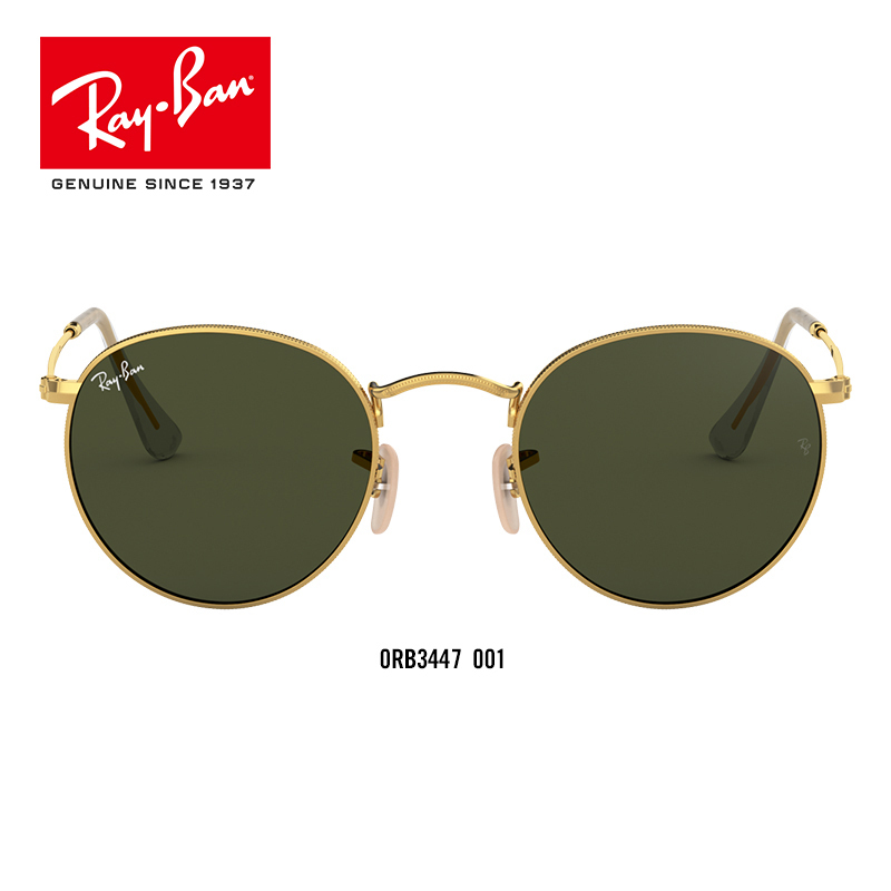 RayBan雷朋太阳镜男女复古圆形经典G15镜片潮流墨镜0RB3447