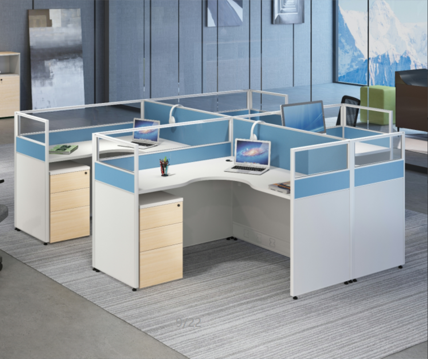 奥派克(AOPIK) 办公屏风 W1400*D1400*H1200 蓝色小清新款的办公屏风