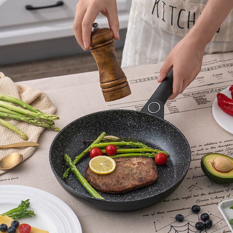 爱仕达(ASD)煎锅平底锅 麦饭石色 电磁炉燃气明火通用 28cm JL28S1WG高清大图